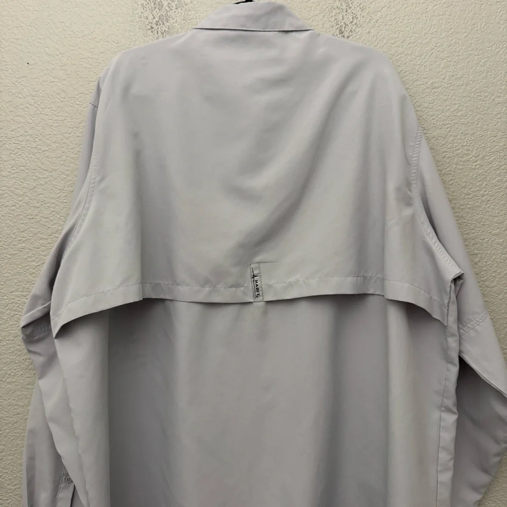 Habit Long Sleeve Fishing Outdoor Shirt Light Gray Men's Size 2XL